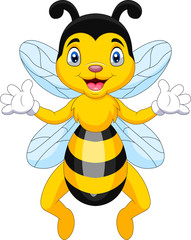 A cute cartoon bee waving