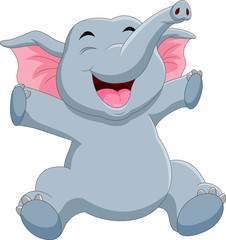 A Cute elephant cartoon sitting