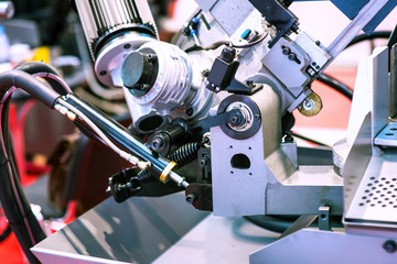 Hydraulic system of CNC woodworking machine in wood work Shop