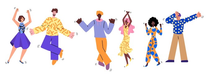 Dance disco party fun with people dancing sketch vector illustration isolated.