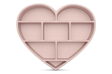 Heart shaped bookshelves, book shelf in the form of heart, love reading concept, 3d rendering