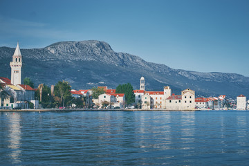 Naklejka na ściany i meble Kastel coast in Dalmatia,Croatia. Famous tourist destination. Old town near on the Adriatic seashore.