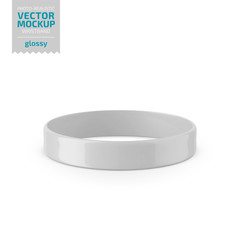 White glossy silicone wristband vector mockup.