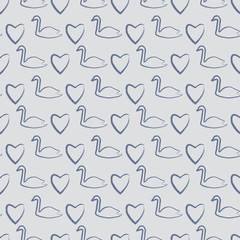 Vintage blue swan background seamless pattern print design