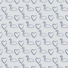 Fotobehang Vintage blue swan background seamless pattern print design © Doeke