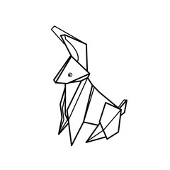 Line drawing, rabbit folded from paper, Easter holiday