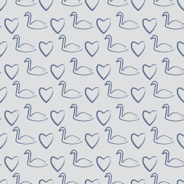 Vintage blue swan background seamless pattern print design