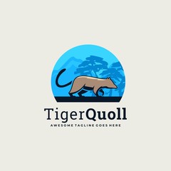 Vector Logo Illustration carnivorous marsupial Walking Vintage Badge