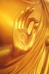 The hands are meditation of the Buddha statue as a Buddhist statue.