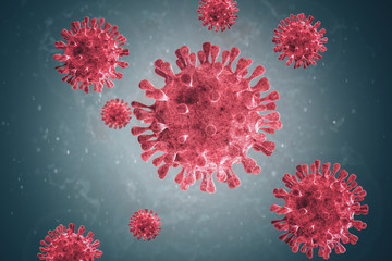 Fototapeta na wymiar Omicron variant. Coronavirus. Microscopic images of the virus. 