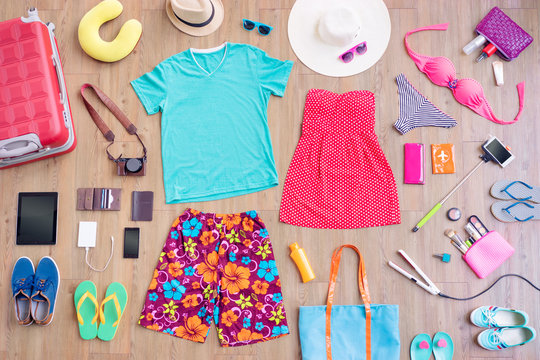 Packing suitcase for vacation.