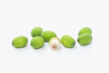 Lotus seed or lotus nut. The traditional Chinese and Indian medicine. Good for healty and can eat both fresh and dried seed as a snack dessert or cooking as a food. Shooting on white background
