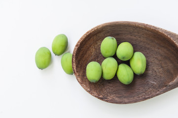 Lotus seed or lotus nut. The traditional Chinese and Indian medicine. Good for healty and can eat both fresh and dried seed as a snack dessert or cooking as a food. Shooting on white background
