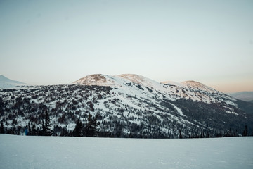 Fototapeta na wymiar Sheregesh mountain landscape shot at Russia, Siberia.
