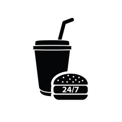 fast food  icon/ hamburger icon/ coffee icon/ fast food logo vector