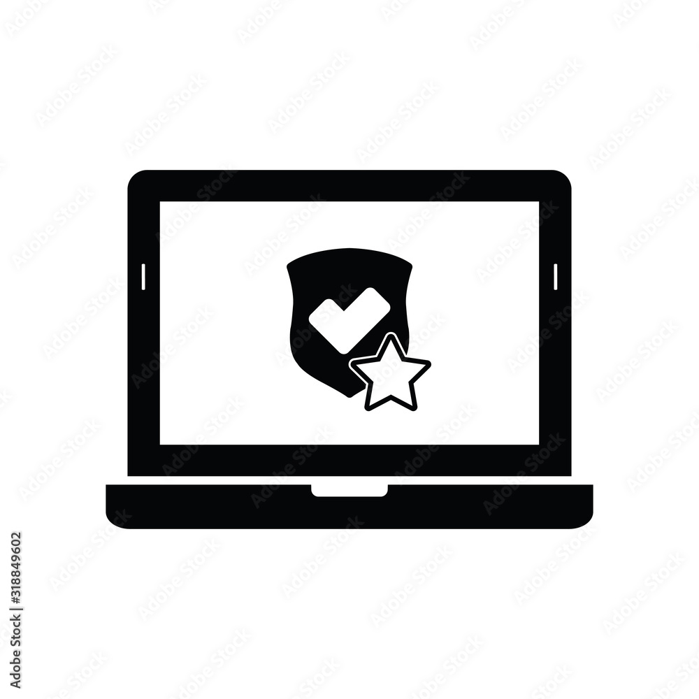 Poster computer data protecting icon. notebook, laptop symbol. online security icon vector