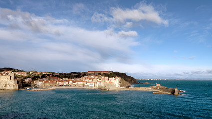Fototapeta na wymiar Collioure harbor in the eastern Pyrenee coast