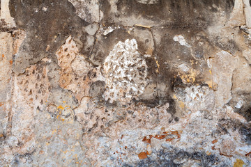 texture of an old stuccoed stone wall, fortress Croatia