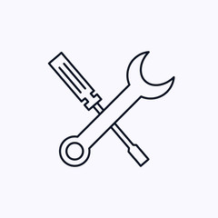screwdriver and wrench icon isolated on white background