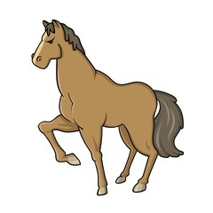 Cute brown horse. Flat vector illustration, isolated on white background.