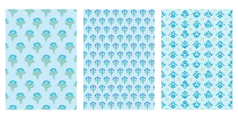 Japanese Blue Flower Abstract Vector Background Collection