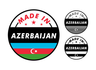 Made in Azerbaijan with and Azerbaijan flag for label, stickers, badge