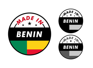 Obraz premium Made in Benin with and Benin flag for label, stickers, badge