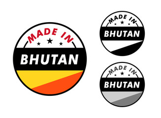 Obraz premium Made in Bhutan with and Bhutan flag for label, stickers, badge
