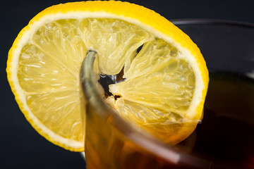 Tea with lemon close-up