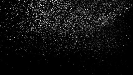 White Grainy Texture Isolated On Black Background. Dust Overlay. Light Coloured Noise Granules. Snow Vector Elements. Digitally Generated Image. Illustration, Eps 10.