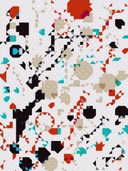 Obraz premium color geometric block pattern background polygonal style ,LED light color dot style graphic , paint like illustration background of spiral fractal geometric modern