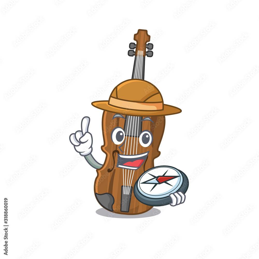 Sticker Violin stylized Explorer the having a compass