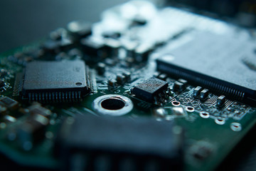 constituent elements of the chip. macro photography