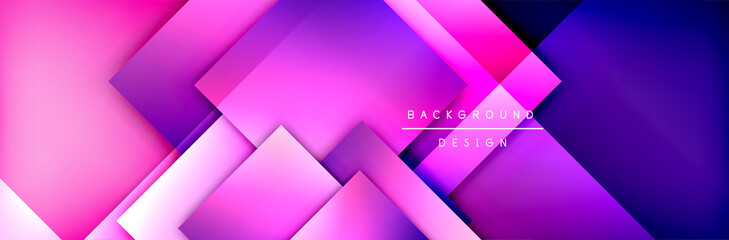 Square shapes composition geometric abstract background. 3D shadow effects and fluid gradients. Modern overlapping forms