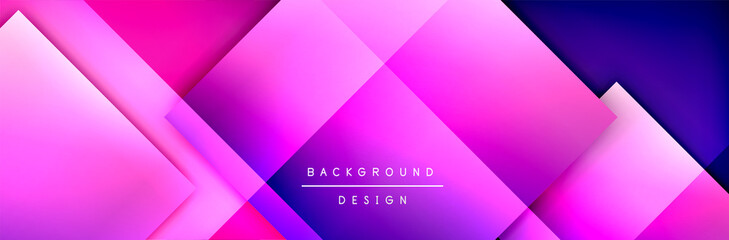 Square shapes composition geometric abstract background. 3D shadow effects and fluid gradients. Modern overlapping forms