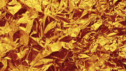 Crumpled gleaming gold foil background