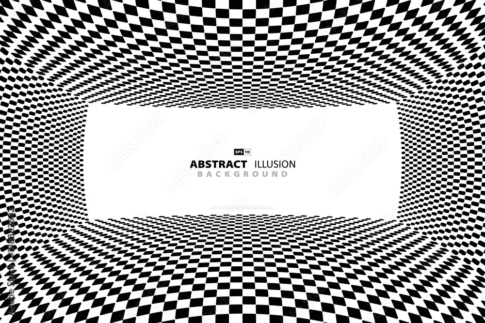 Poster abstract black and white square pattern optical design background. illustration vector eps10