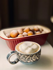 cappuccino and donut balls