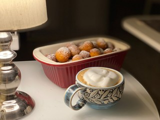 cappuccino and donut balls