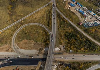 Road between Ekaterinburg city and Verkhnyaya Pyshma city and Yekaterinburg Ring Road (EKAD). Russia