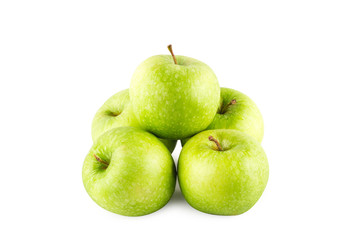 group of ripe green apple on white background fruit agriculture food isolated