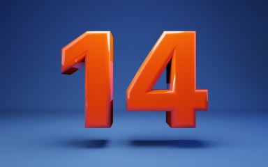 Lush Lava 3d number 14. 3D rendering. Best for anniversary, birthday party, celebration.