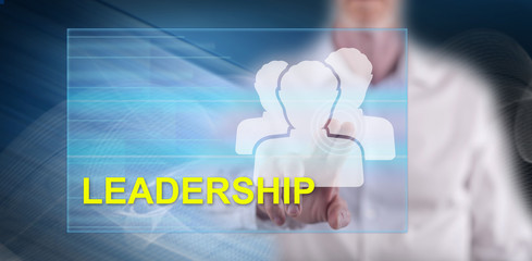 Man touching a leadership concept