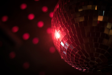 Shiny disco ball in a night club