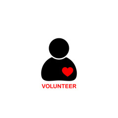 Fototapeta na wymiar Volunteer human icon sign with red heart. Vector illustration symbol