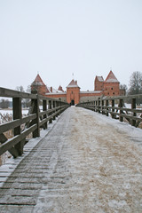 Fototapeta na wymiar Trakai castle in winter time