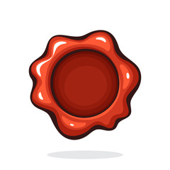 Vector illustration. Vintage red wax seal. Security stamp for retro mail. Symbol of secret message. Graphic design with contour. Print for packaging, mail, greeting card. Isolated on white background