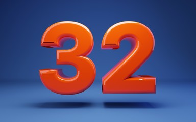 Lush Lava 3d number 32. 3D rendering. Best for anniversary, birthday party, celebration.