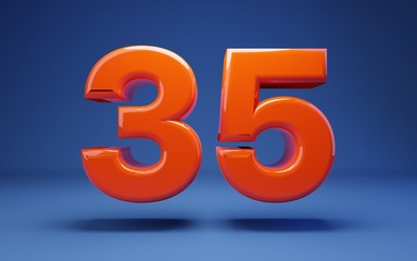 Lush Lava 3d number 35. 3D rendering. Best for anniversary, birthday party, celebration.