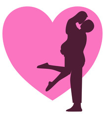 Love theme with happy couple encircling their lovers with arms. Vector illustration